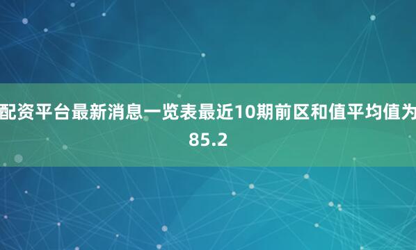 配资平台最新消息一览表最近10期前区和值平均值为85.2