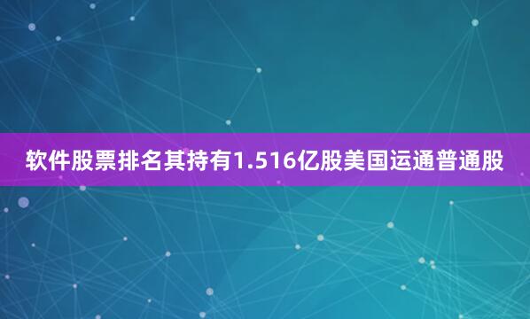 软件股票排名其持有1.516亿股美国运通普通股